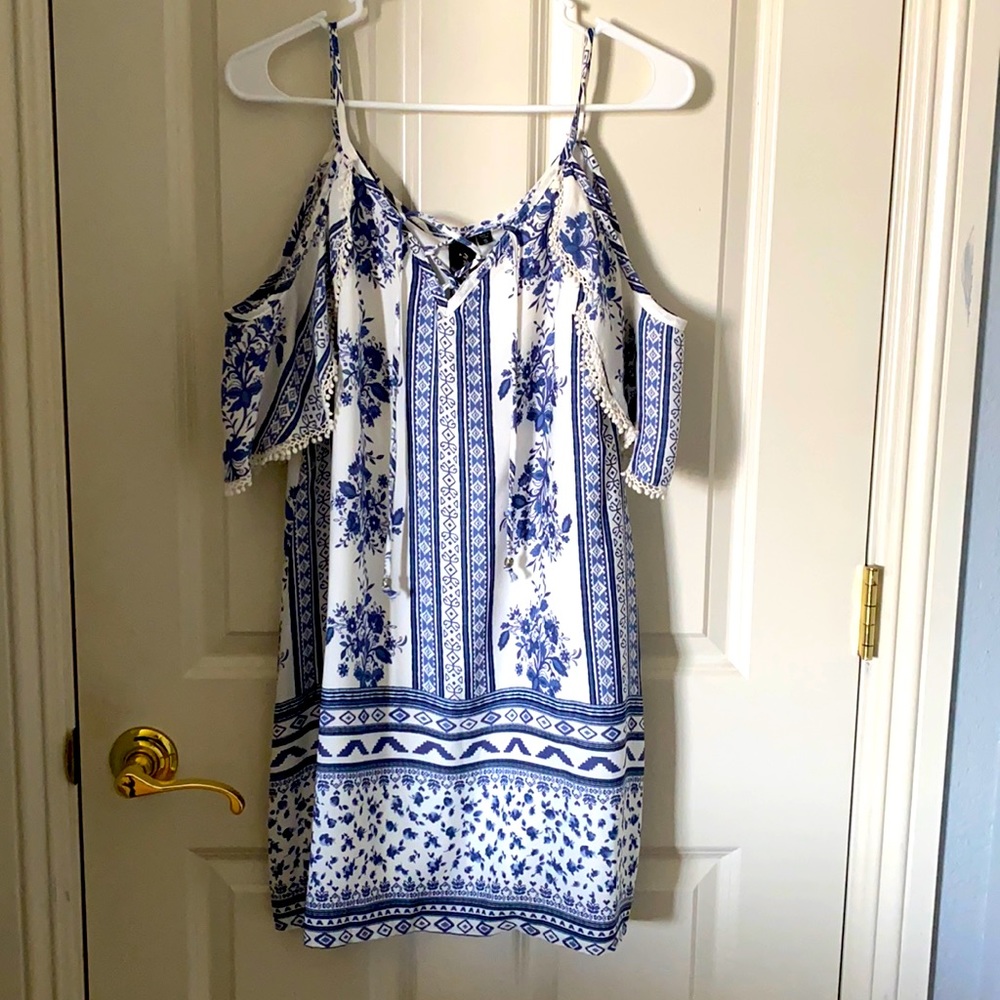 Blue and white dress